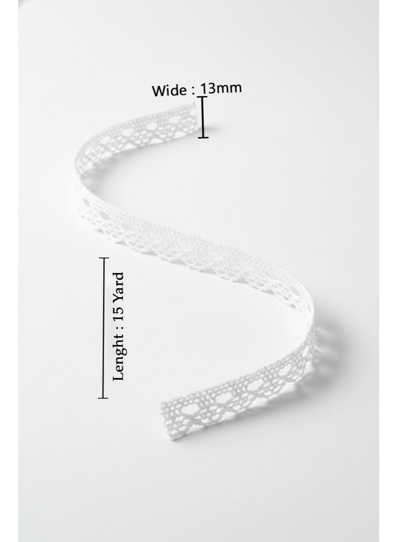 Decorative Sewing Lace Trim – 13mm x 15 Yards | Fabric Lace for Tailoring, DIY & Fashion ( White ) - Image 3